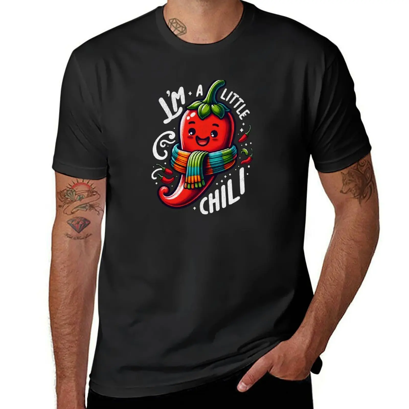 I'm A Little Chili Tee Funny Winter Shirt For Chilly Fans Chilly Red Chili Scarf Cute Cartoon T-shirt