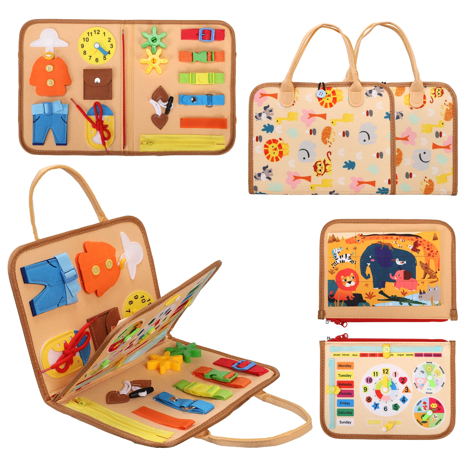 Travel Accessories Toddler - Zabawki Montessori dla maluchów, tablica manipulacyjna