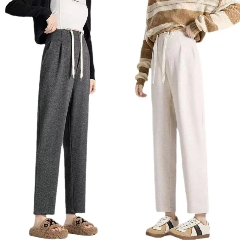 

Spring Fall Pocketed Pregnancy Trousers Stretch Waist Outdoor Casual Pants, Utility Workwear for Expecting Mothers
