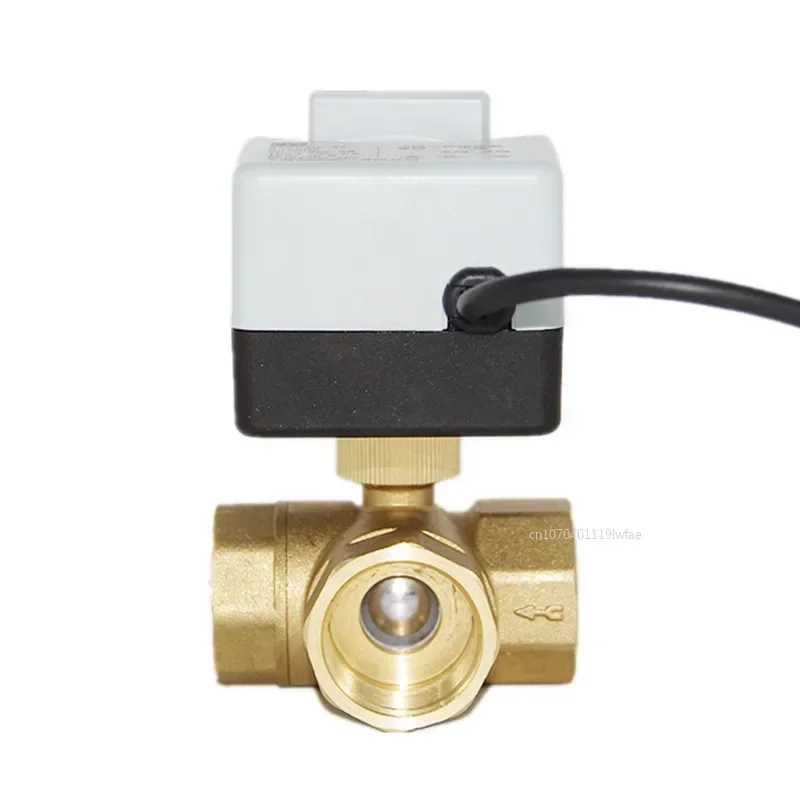 Brass Motorized Ball Valve 3-Wire Two Control Electric Actuator AC220V 3 Ways /2 Way DN15 DN20 DN25 DN32 DN40 with Manual Switch