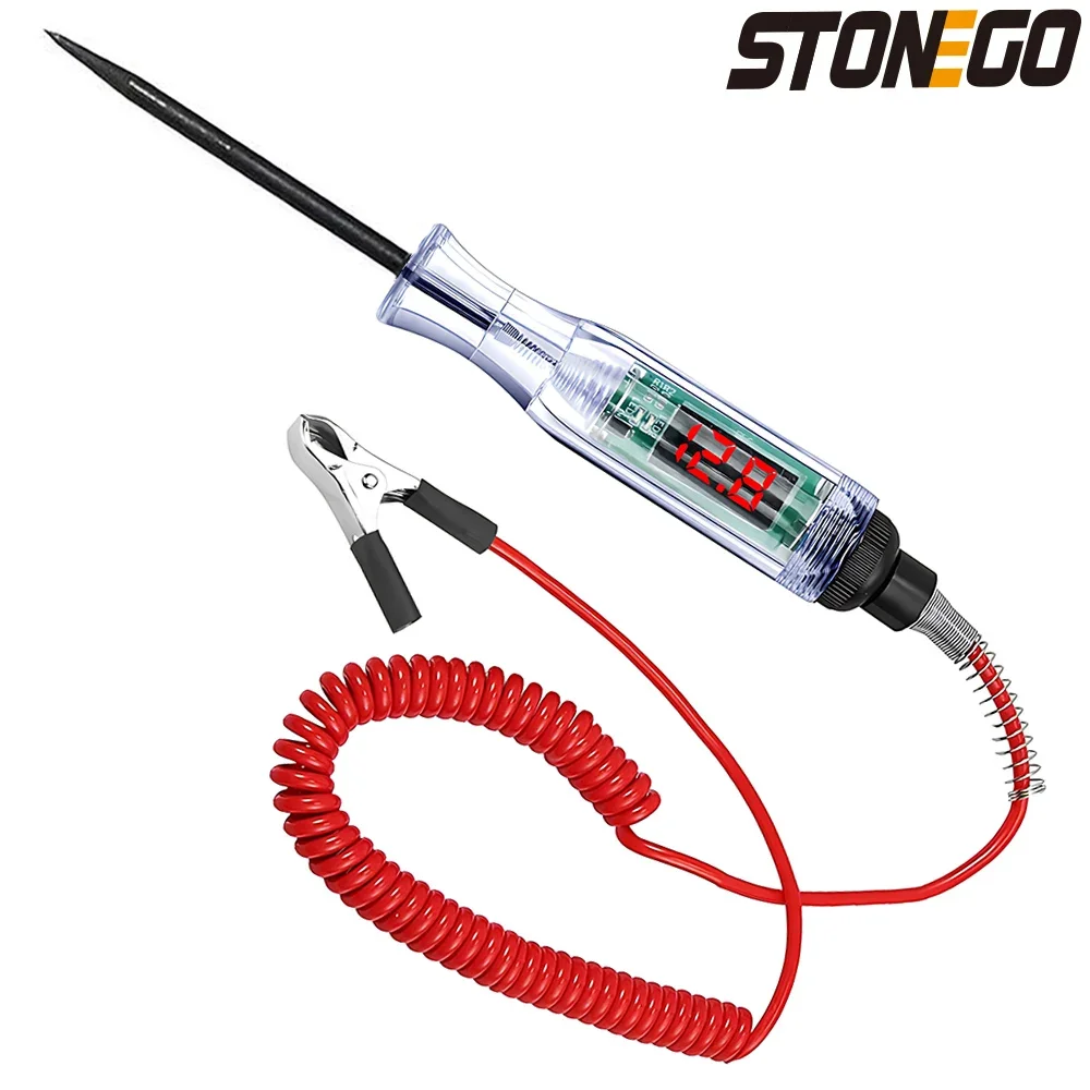 Tester di tensione per camion per auto digitale STONEGO-tensione cc, penna sonda con luce, strumento diagnostico automobilistico