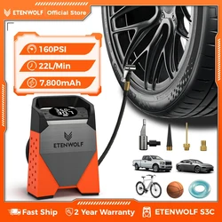 ETENWOLF S3C Car Compressor 7800mAh 160 PSI Portable Tire Inflator Pump Electric Wireless Tyre Air pump Tools Powerbank LED