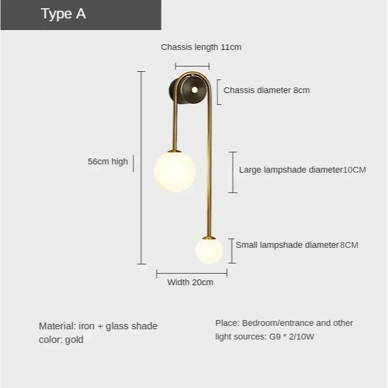 Moderne slaapkamer nachtkastje wandlamp lamp glazen bol LED goud home decor woonkamer gang binnenverlichting blaker armatuur