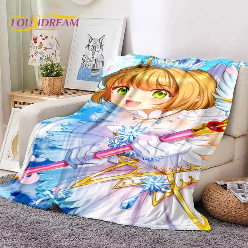 Cartoon Cute Sakura Card Captor Girl Soft Blankets,Keep Warm Throw Blanket Comfortable Blanket for Picnic Beds Sofa Home Bedroom