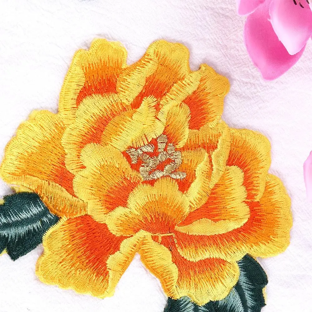 14CM Peony Flower Clothes Decoration Clothing Accessories Sew On for Dress Embroidered Badges Iron On Patches Patches Appliques