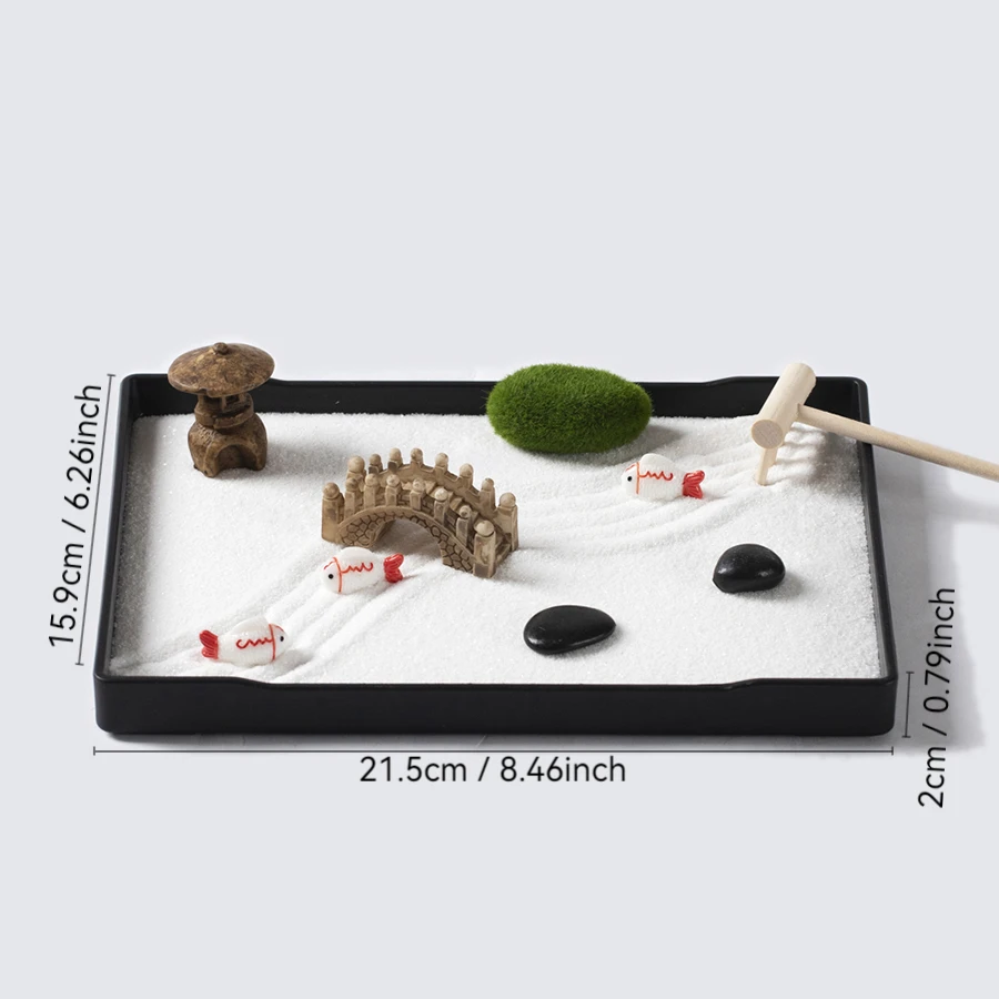 A Set of Zen Garden Sandbox Set of Resin Figurines, Gardening Sandbox DIY Decorative Gifts, Which Can Heal the Soul, with Walking Anxiety and Annoying, and Placing the Appropriate Place