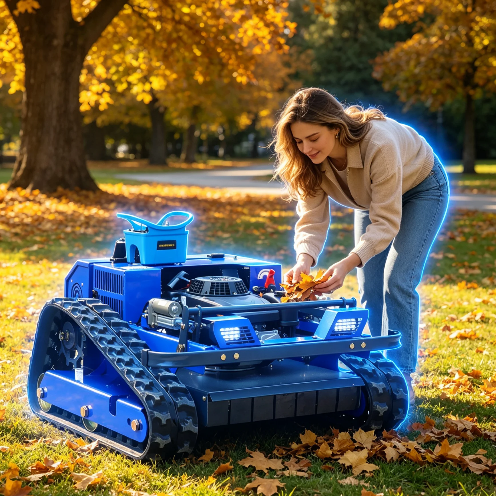 Customized Remote Control Lawn Mower, slope-adapted mower for highway roadside protective slope grass trimming.