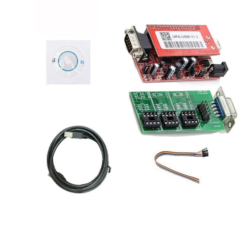 الوحدة الرئيسية لمبرمج UPA USB V1.3 & UPA-19 - مجموعة ضبط رقاقة ECU الكاملة مع 19 محولًا لبرمجة EEPROM/Flash للسيارات