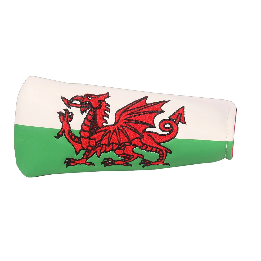 UK Wales Flag PU Leather Strong Magnetic Closure Golf Headcover Blade Putter Covers