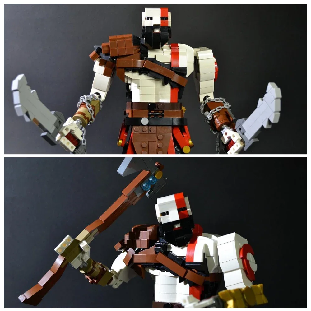 BuildMOC Mech Warrior God of the Wars Kratos Building Blocks Creatività Modello Personaggio Mattoni Giocattolo assemblato fai da te per regalo per bambini