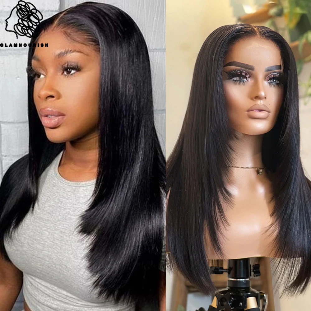 Layered Haircut lace Frontal Straight Wig Inner Buckle Straight Lace Front Human Hair Wigs Brazilian Pre Plucked With Baby Hair