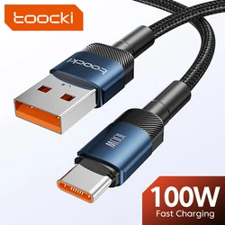 Toocki kabel USB C do Samsung S20 Xiaomi 1M/2M/3M czarny PD 100W szybki kabel ładujący typ C przewód ładowarki do Huawei Mate 40 50