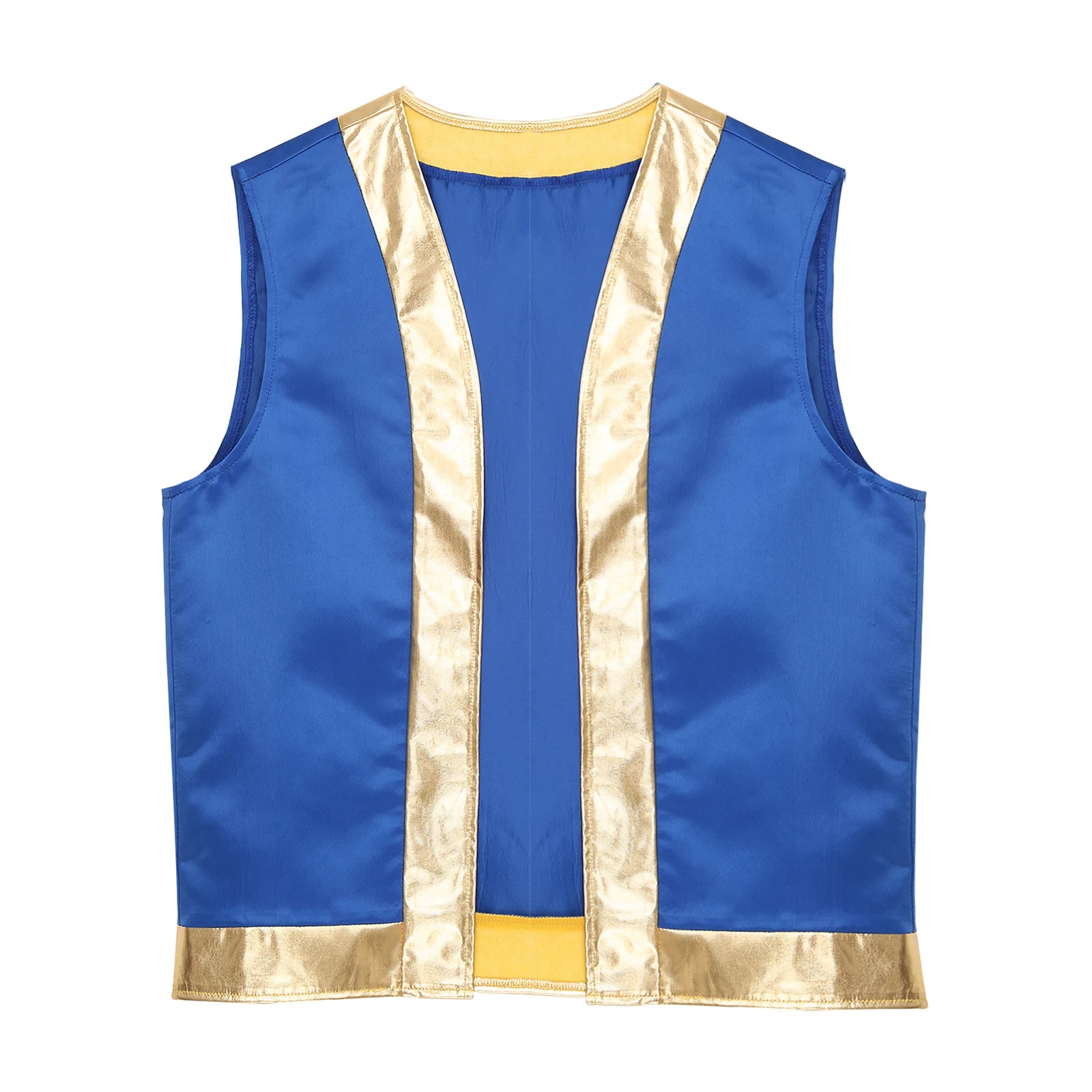 Mens Toad Vest Costumes Open Front Metallic Shiny Trim Contrast Waistcoat Cartoon Captain Cosplay for Halloween Dress-up Party