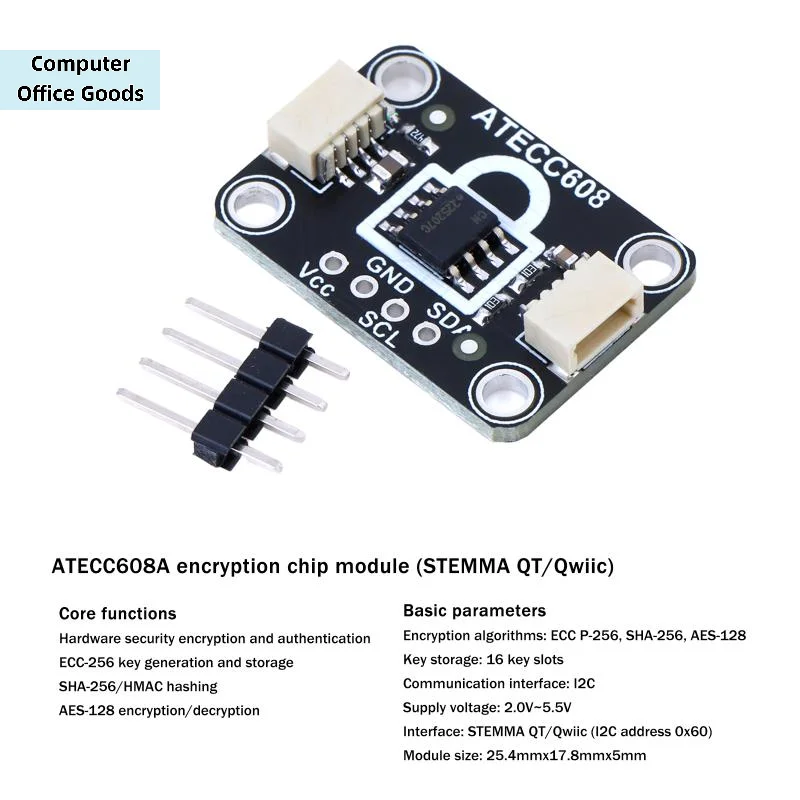 

【1Pc ATECC608 Module I2C 2.0V To 5.5V Breakout Board Key Memory Is Compatible With STEMMA QT/Qwiic】