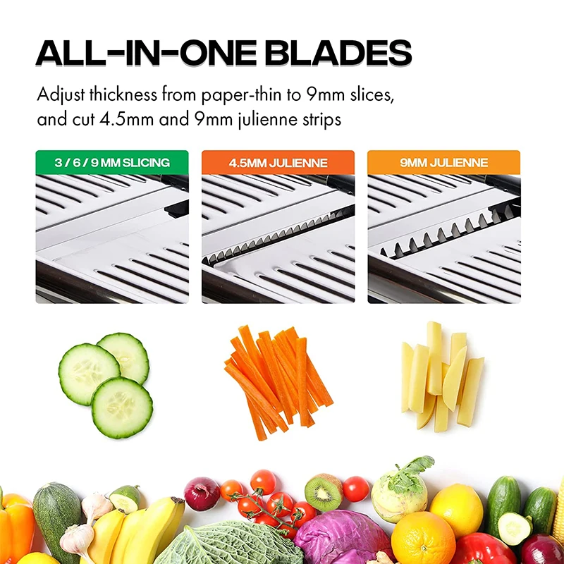 LMETJMA Adjustable Mandoline Slicer — Stainless Steel view 2