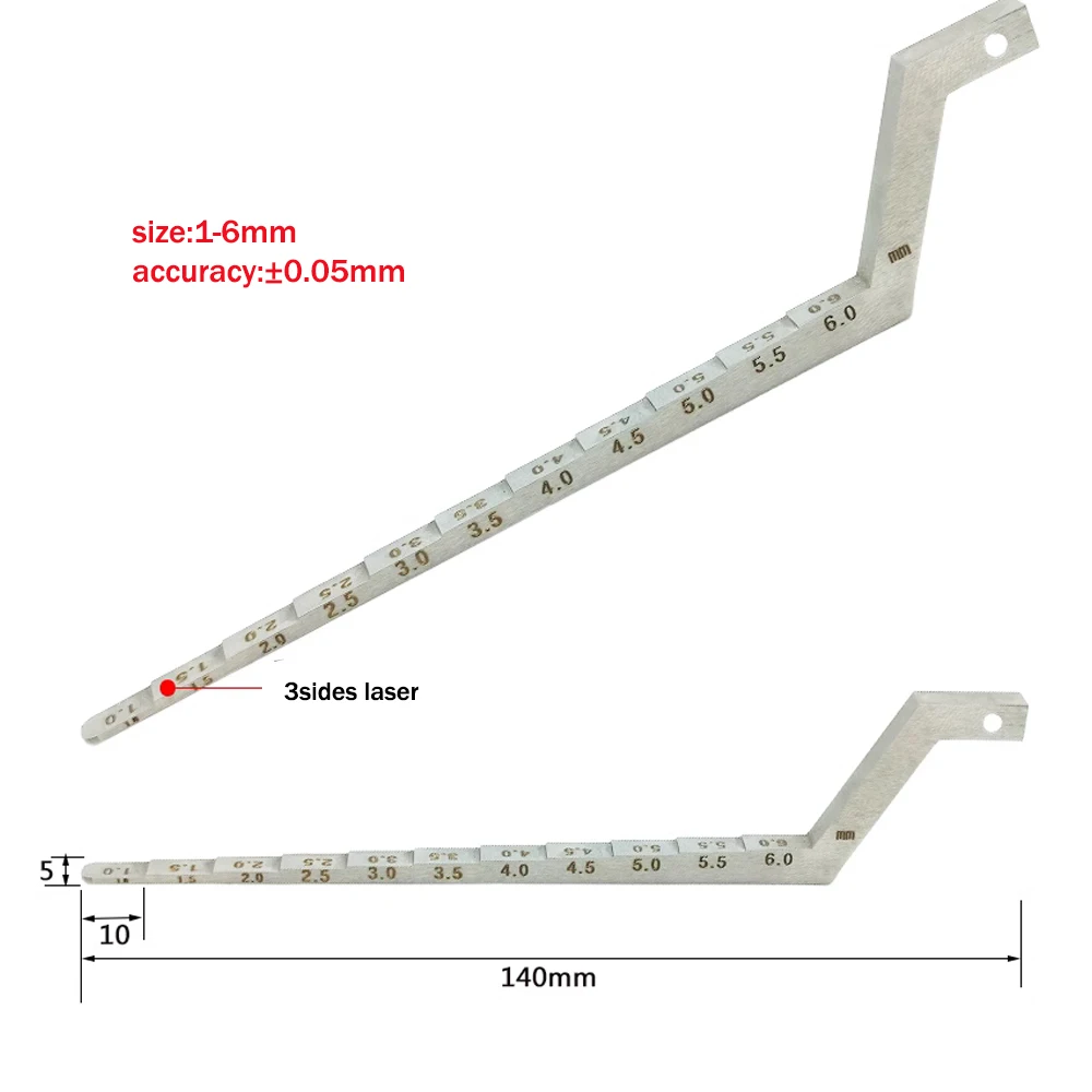 Metal ladder ruler 0.5-5mm step feeler gauge 1-10 elevator gap ruler ladder feeler gauge 1-10