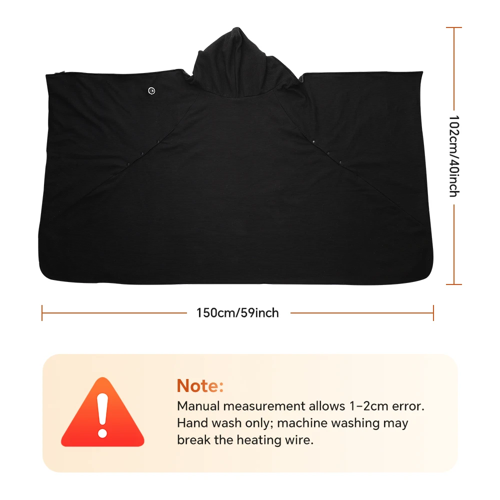 Heated Shawl Wearable Heated Blanket Graphene Heating Shawl with 3 Heat Levels Hooded Design USB Powered Portable Body Warmer