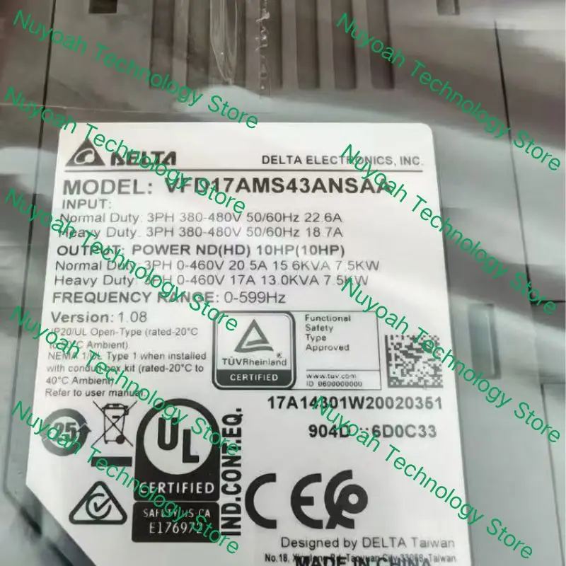 New VFD17AMS43ANSAA 7.5KW inverter for fast delivery