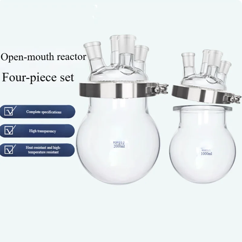 Four-mouth glass round bottom flask open reactor reaction bottle spherical reactor separated 500ml1000ml2000ml3L5L