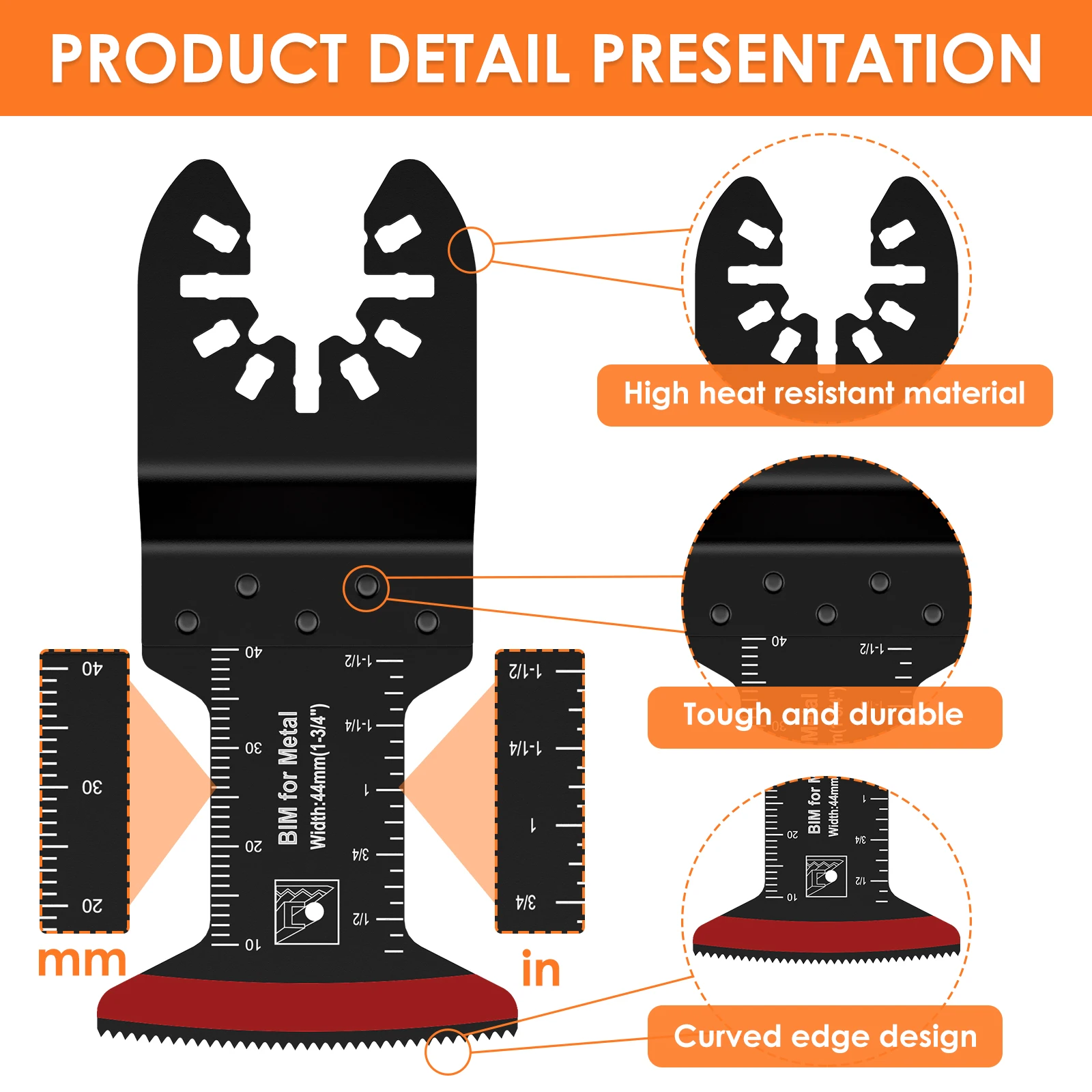 10Pcs Oscillating Saw Blades Set Multipurpose Curved-Edge Bi-Metal Blades Durable HCS Japanese Tooth Oscillating Multitool Blade