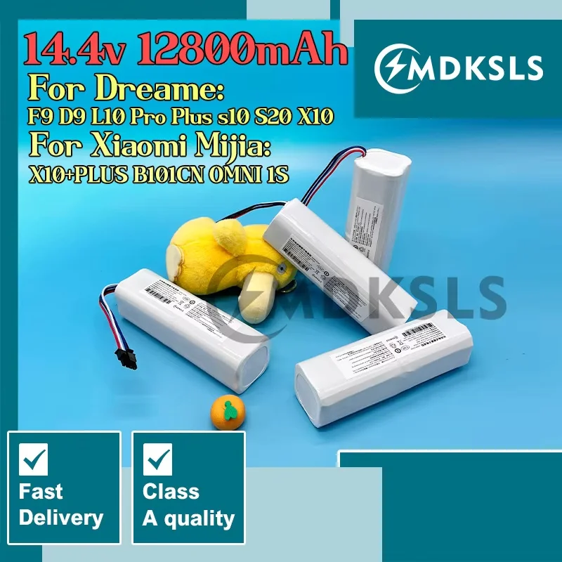 MDKSLS 2026 New 14.4V 12800mAh Li-ion BMS Battery for Dream F9/D9/L10 Pro Plus/S10/S20/X10/OMNI 15 Robot Vacuum - High Capacity