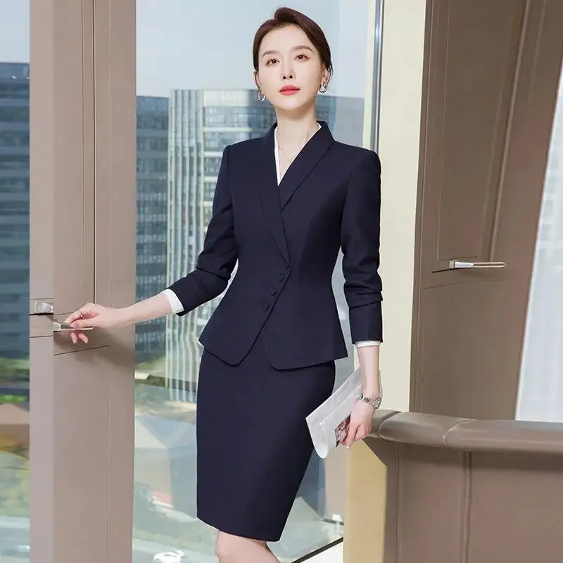 Novelty Blazers Suits Spring Long Sleeve Formal Professional Business Work Wear Suits with Skirt and Tops OL Styles Career Set