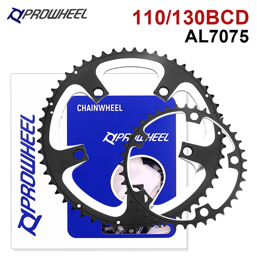 Prowheel chainring 110/130bcd estrada bicicleta rodas dentadas dupla 34t/50t 39t/53t 9/10/11 s peças de bicicleta para shimano bandeja