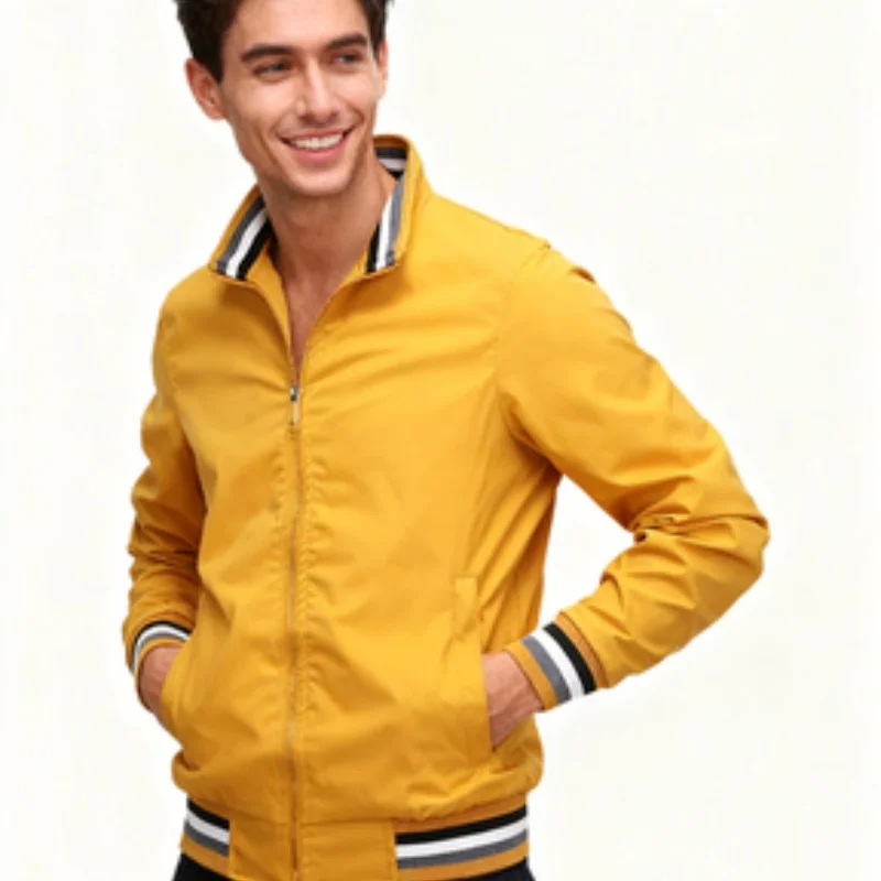 

2026 Spring and Autumn New Baseball Collar Short Loose Solid Color Jacket Men's Business Casual Thin Coat Trend