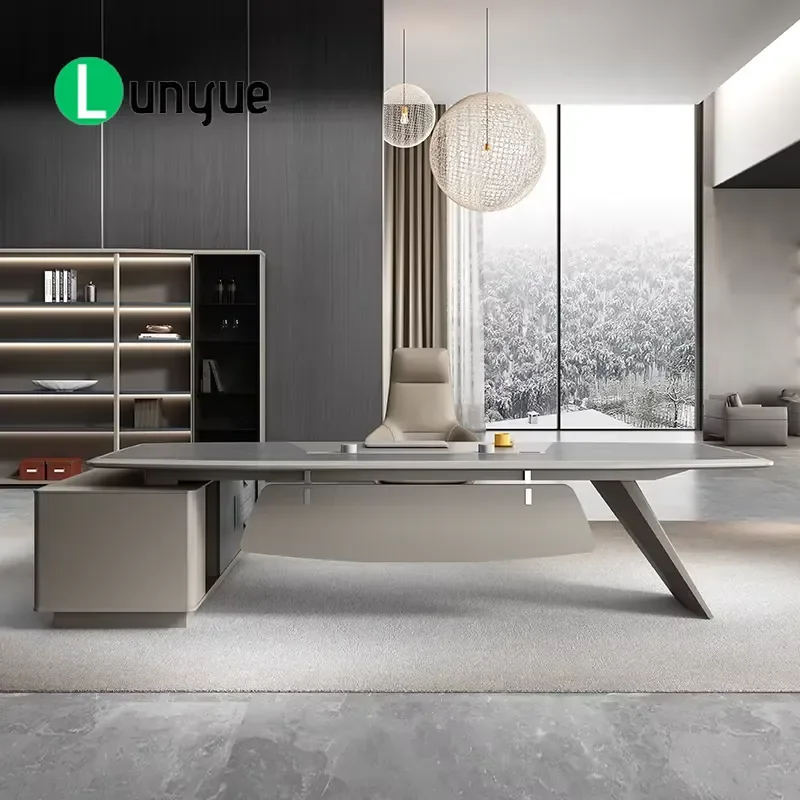 Modern L Shaped Executive Desk Assembled Wooden Computer Desk Luxury Office Furniture Large Workstation for Home Office