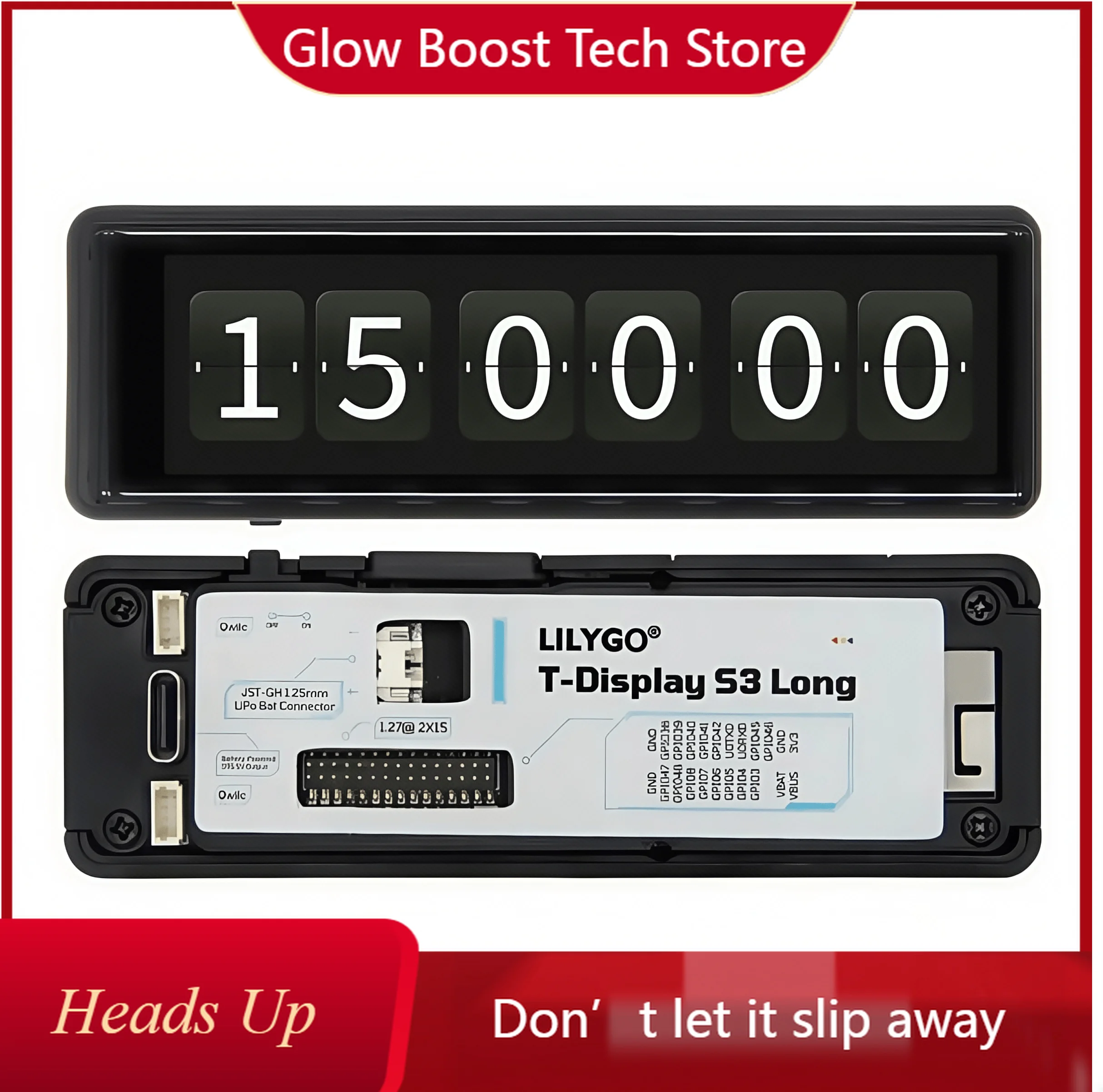 NYLILYGO ®   T-Display-S3-Long Tela de toque de 3,4 polegadas ESP32-S3 Placa de desenvolvimento TFT LCD Módulo sem fio WiFi Bluetooth 16MB Flash