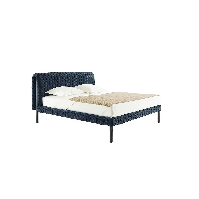 

Space fabric bed, master bedroom modern simple French solid wood bed