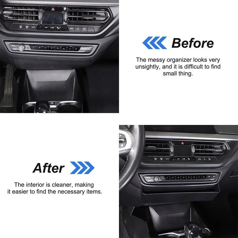 For BMW 1 2 Series F40 F44 2020-2024 ABS black car central control storage box mobile phone tray car interior accessories 1Pcs