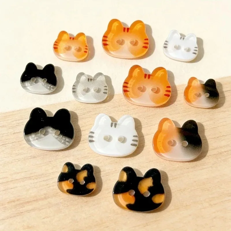 10/50Pcs Resin Cat Shape Buttons for Sewing Craft 2 Holes Cute Cat Face Silhouette Decorative Buttons for Jacket Bag Hat Sweater view 3