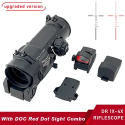 Upgraded DR 1x-4x Tactical Scope Gen3 Dual Role Magnifier Optics Riflescope with Red Dot Sight Hunting Rifle Mil-Dot Illuminated