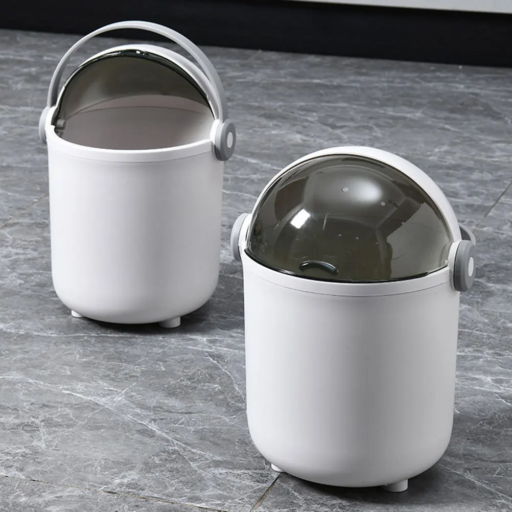 

1pc Astronaut Trash Can Pp Hardness Space Saving Lidded Plastic Garbage Bin For Bathroom Kitchen Office Bedroom Household Use