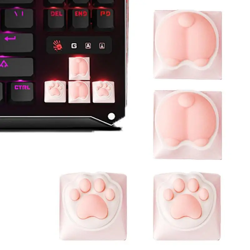 Cat Keycaps Cute Keycaps Compatible With Mechanical Keyboard Computer Accessories Cat Paws And Butts Keyboard Caps