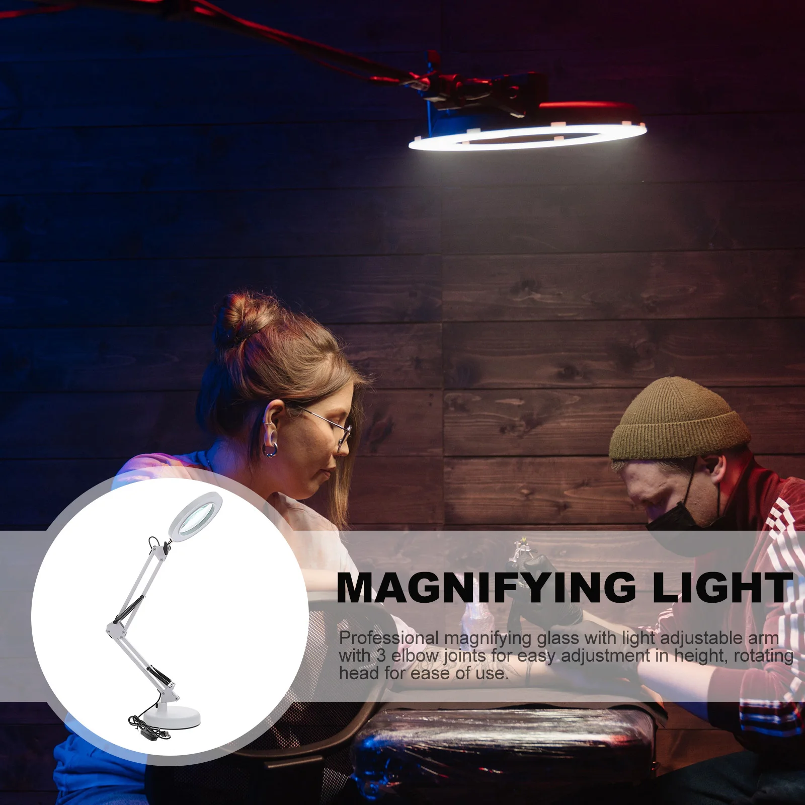 Vergrootglas Licht LED-lamp Draagbare vergrootglas Desktop met smeedijzeren kantoor