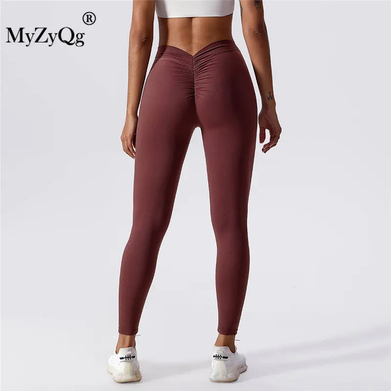 MyZyQg Yoga Leggings Outdoor Running Gym Fitness Pants Women Breathable Quick Dry Sports Peach Buttock Lifting Push Up Pant