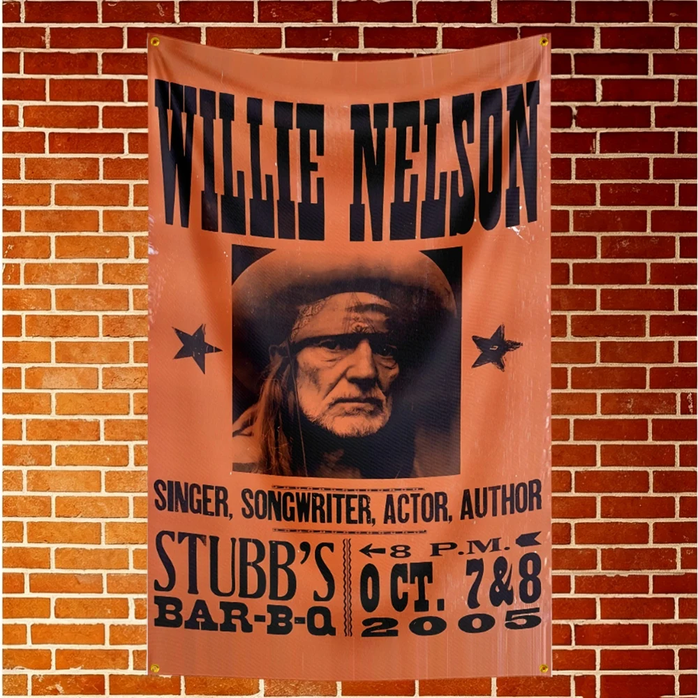 Willie Nelson Music Flag Banner For Fan Cave Watch Party Tailgate Gathering Indoor Outdoor Backyard Home Festival Ornament Suppl