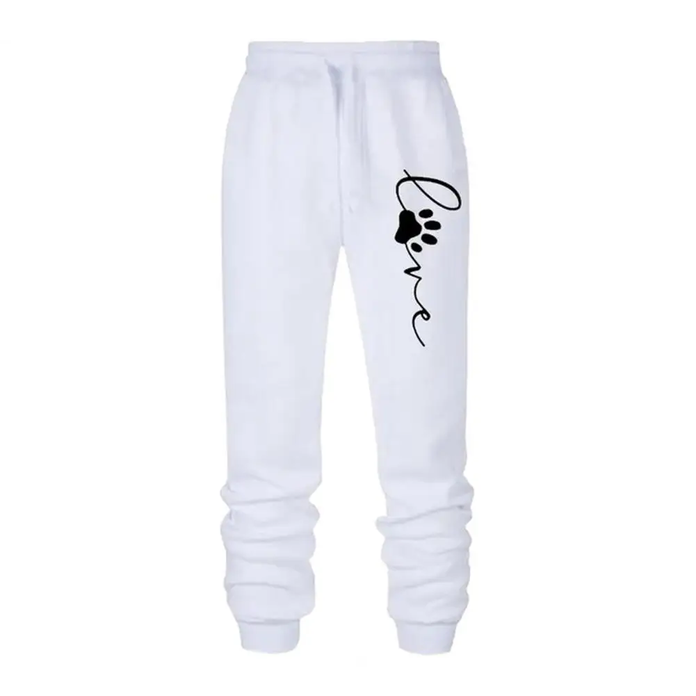 

Elastic Waist Drawstring Trousers Activewear Cat Paw Print Women's Sport Pants Elastic Waist Jogging Trousers with for Exercise