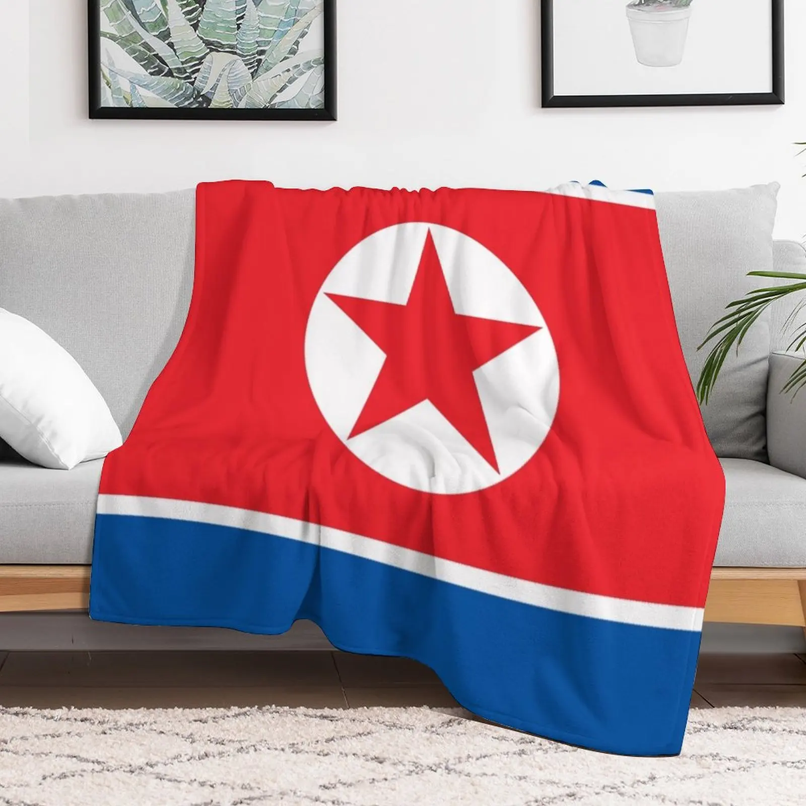 Flag of North Korea Throw Blanket Personalized Gift Sofa Thermals For Travel Thin Blankets