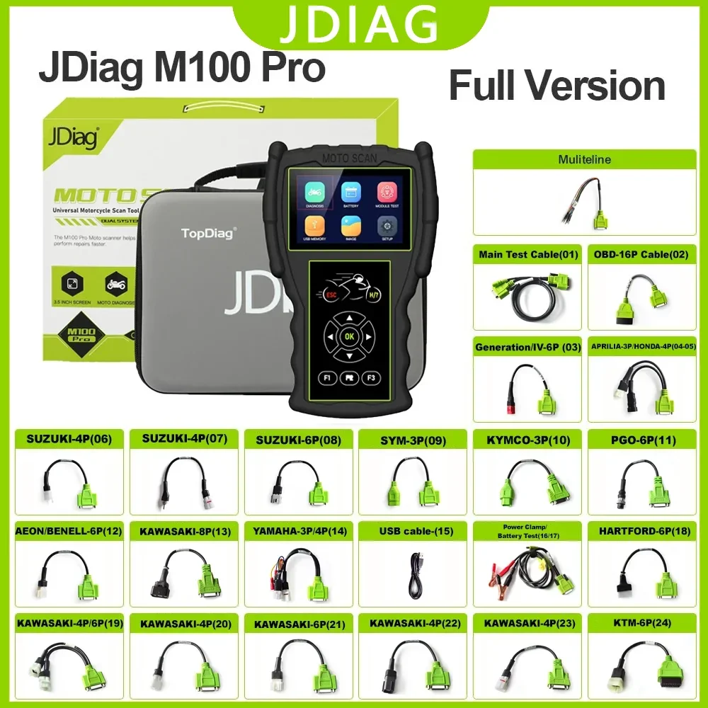 JDiag M100 Pro Motorcycle Diagnostic Scanner OBD2 Fault Diagnostic Tool Motorbike Code Reader For BMW Kawasaki Yamaha Suzuki KTM