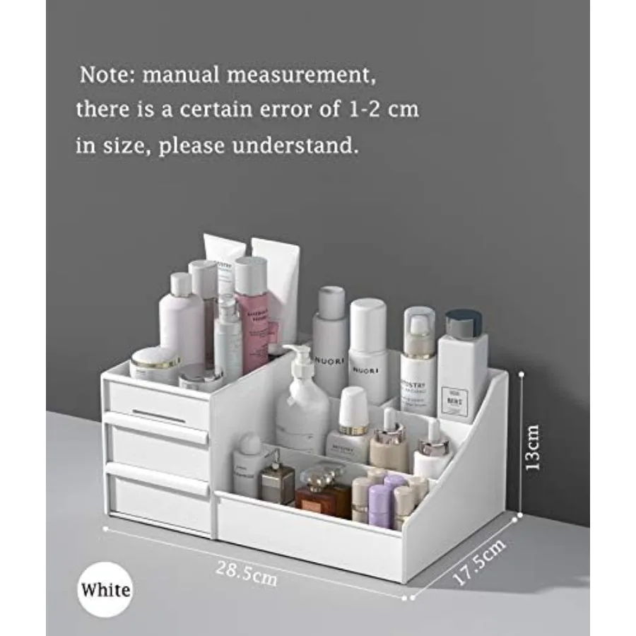 صندوق تخزين مستحضرات التجميل ذو سعة كبيرة لمنظم العناية بالبشرة مع مقصورات متعددة لتخزين فرش المكياج وأحمر الشفاه والأظافر