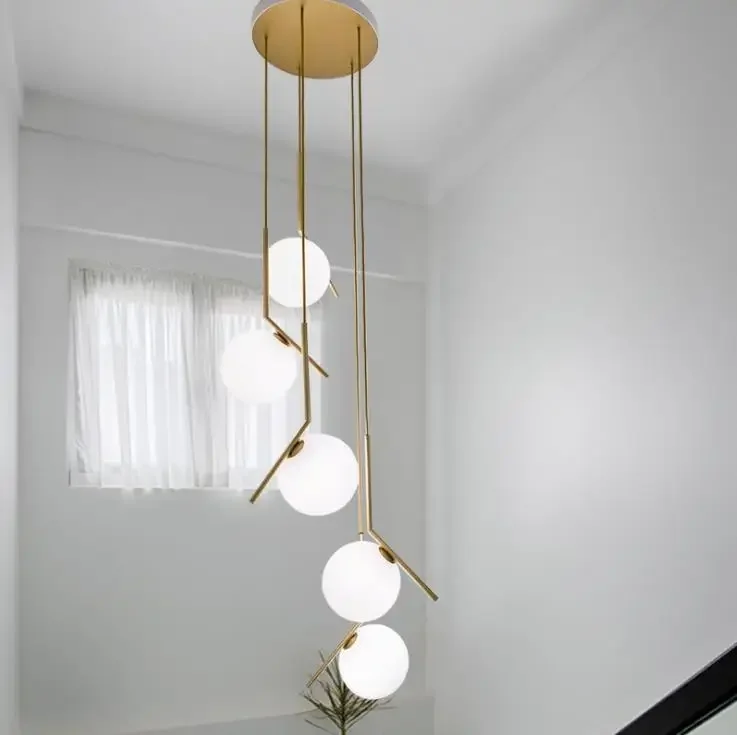 ERR الشمال دوبلكس فيلا اللوبي قلادة مصباح الحديثة الشمال دوامة درج معلق ضوء الطعام غرفة المعيشة فندق مصباح نجف #1