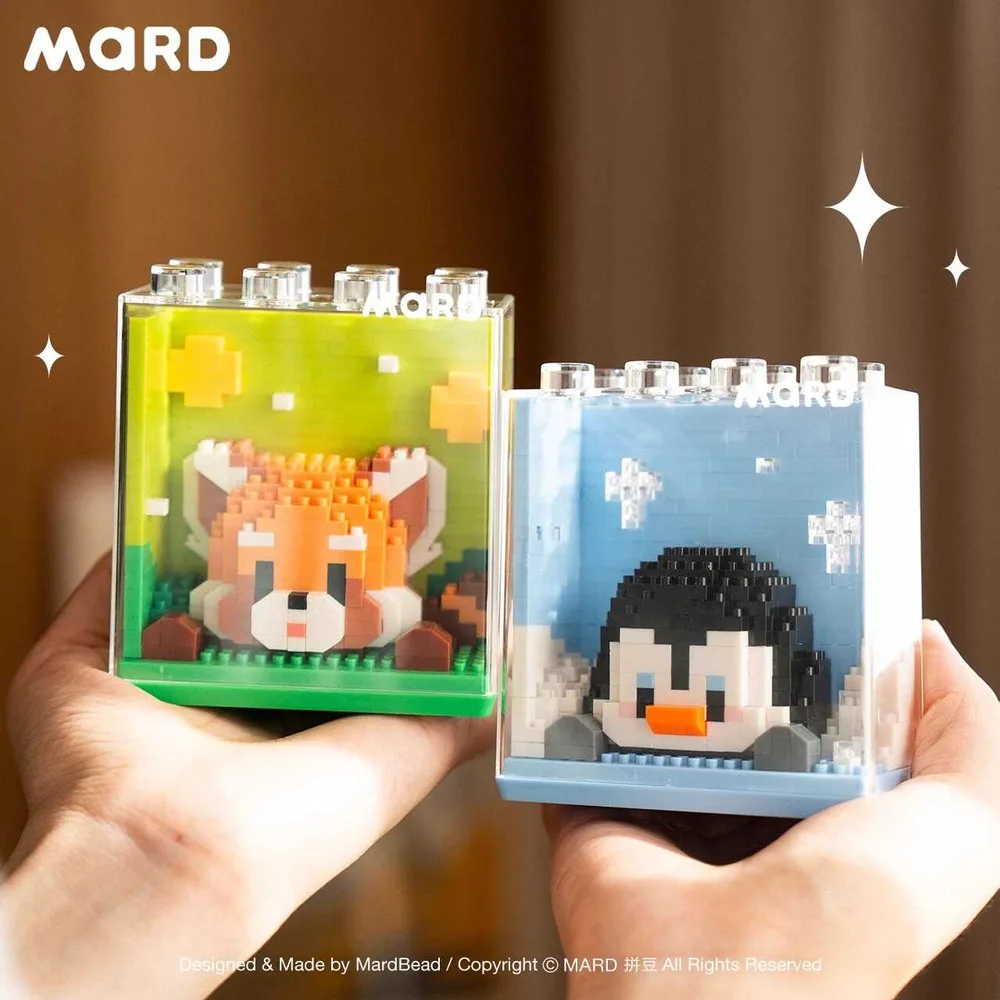 Micro Particle Building Blocks Zoo Animal Figurine DIY Assembly Bricks Panda Fox Display Box Desktop Macaron Style Birthday Gift