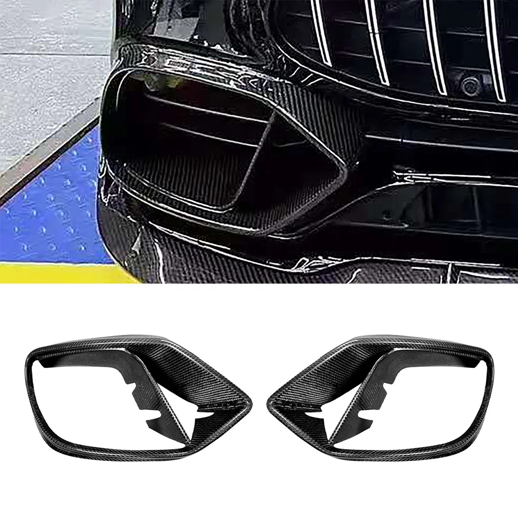 

Carbon Fiber Front Bumper Air Vent Outlet for Mercedes-Benz GT50 GT53 AMG 2019 2020 Fog Lamp Mesh Cover Carbon Trim