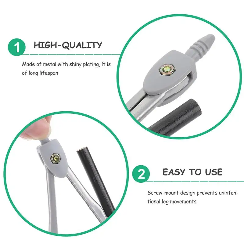 Bleistiftkompass für Geometrie, Metall, Präzision, Schreiner, Schreibwaren, Zeichnen, Kunststoff, Student