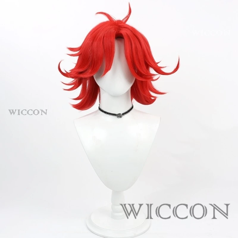 

Niffty Wig Anime Cosplay Women 35cm Red Yellow Hair Niff Maid Niffty Cosplay Highlight Dyeing Hair Free Wig Cap