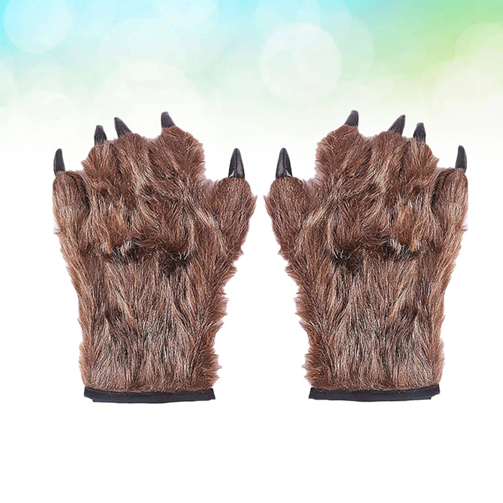 Guantes de oso para Halloween, disfraces de hombre lobo marrón, accesorios de fiesta, garra realista, Ghostcrawler, maquillaje