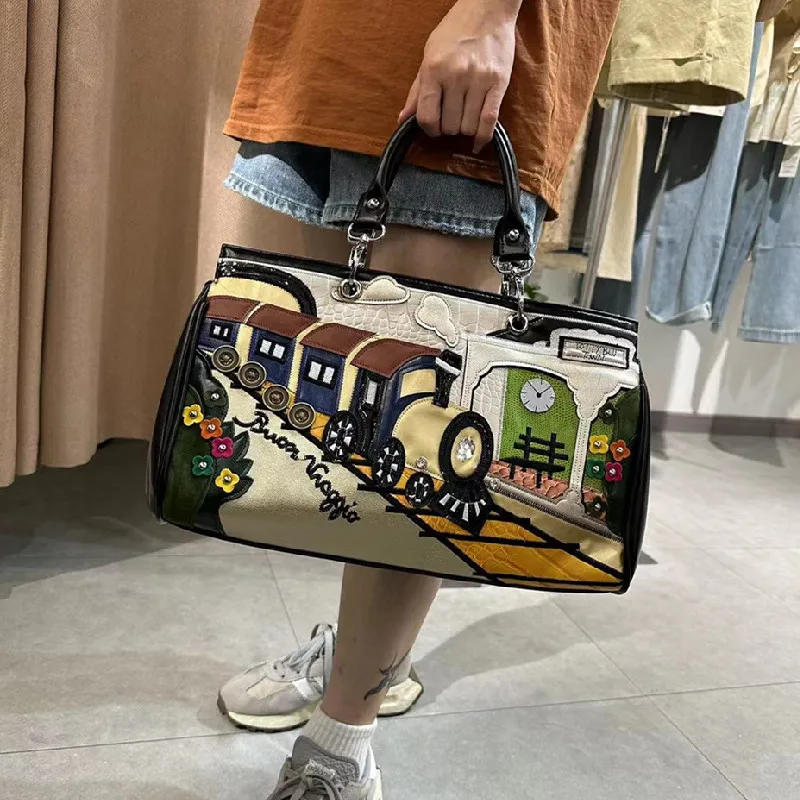 2024 New Women\'s Bag Fashion Spliced Embroidered Bag femme Handbag Versatile designer luxury One Shoulder Crossbody travel Bag